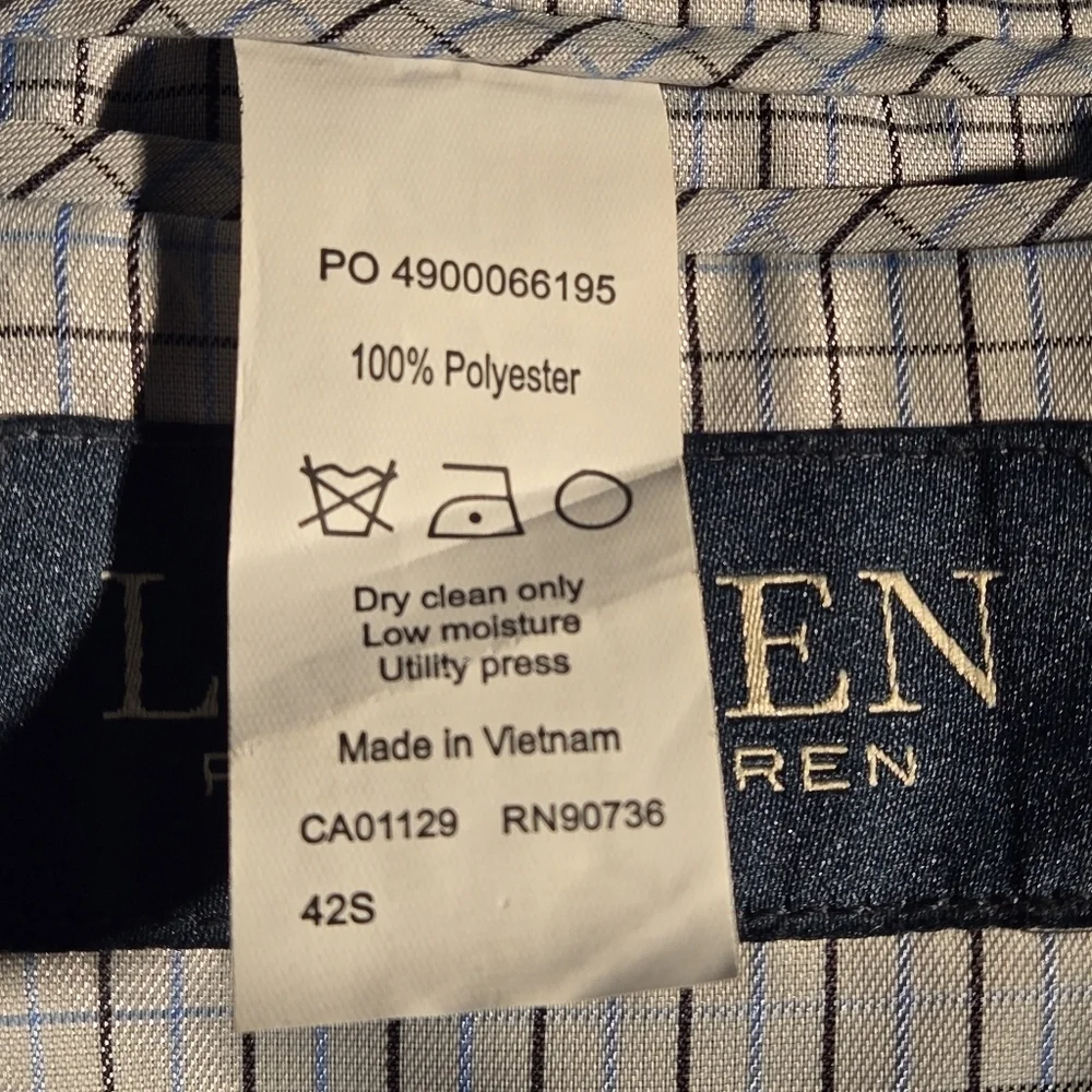 Lauren Ralph Lauren Men's 42S Gray Blazer w/ Checked Gray & Blue Lining 5 Pocket
